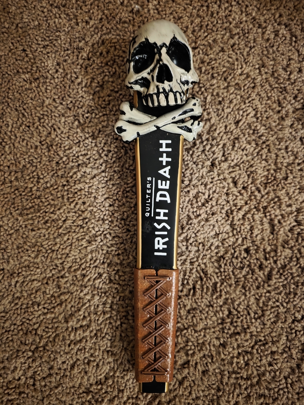Irish Death Skull Tap Handle - Black, White & Brown